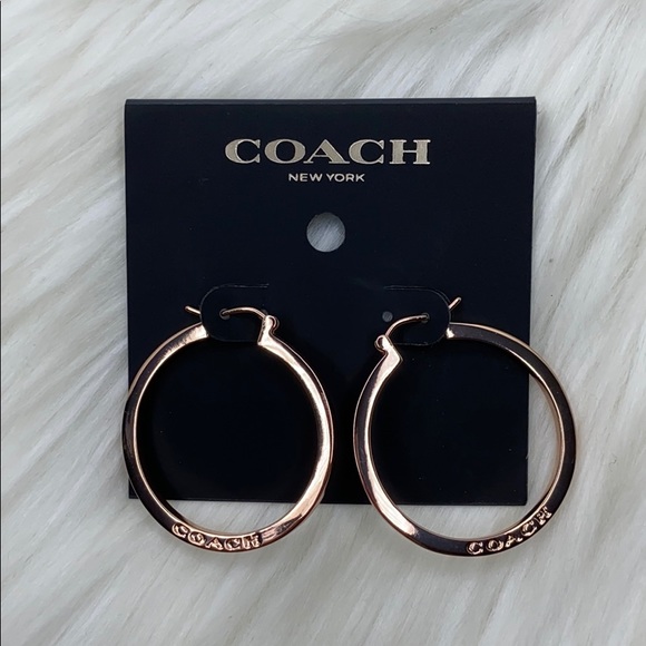 Coach Hoop Earrings RoseGold F73022 - Picture 5 of 10
